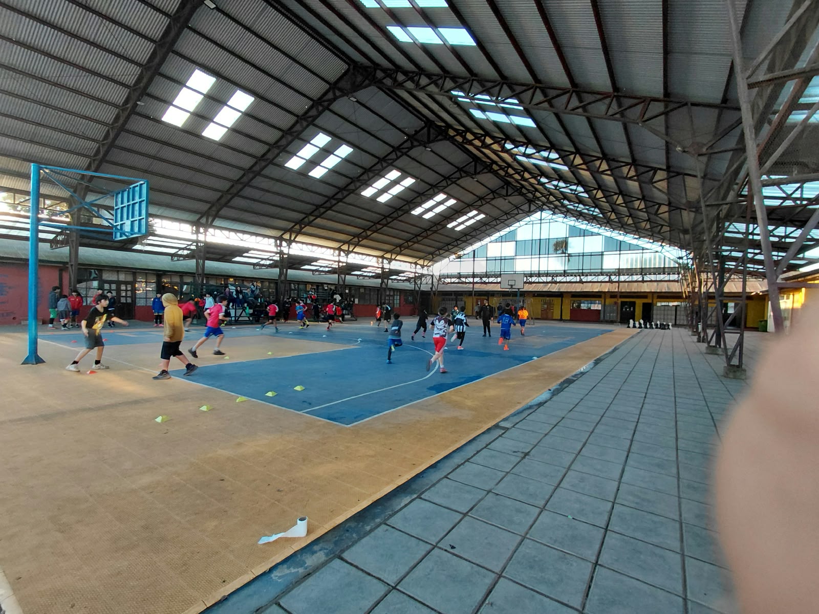 Estudiantes realizando actividades deportivas en el gimnasio